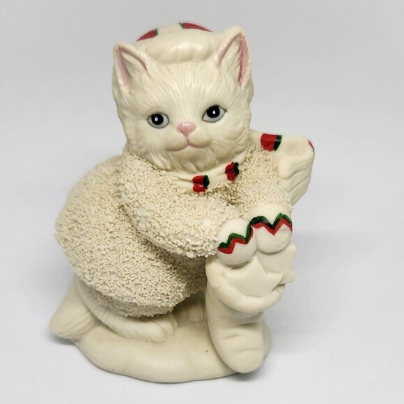 Lefton Kitty Snowflake Bisque Cats Christmas Decor Set of 3 Vintage Christmas - Picture 2 of 5